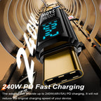 USB C Adapter LED Display 240W PD Fast Charging USB4 40Gbps 8K Video Transparent USB C Male to Female for iPhone 16 15 MacBook Samsung Laptop