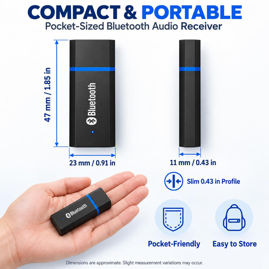 USB Bluetooth Audio Receiver Adapter Wireless 3.5mm AUX Dongle Music Receiver with 3.5mm Cable for Car Stereo Home Speaker Sound System iPhone iPad