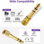 6.35mm to 3.5mm Headphone Adapter – Gold-Plated 1/4 to 1/8 Stereo Audio Jack Converter for Piano, Guitar & Amp