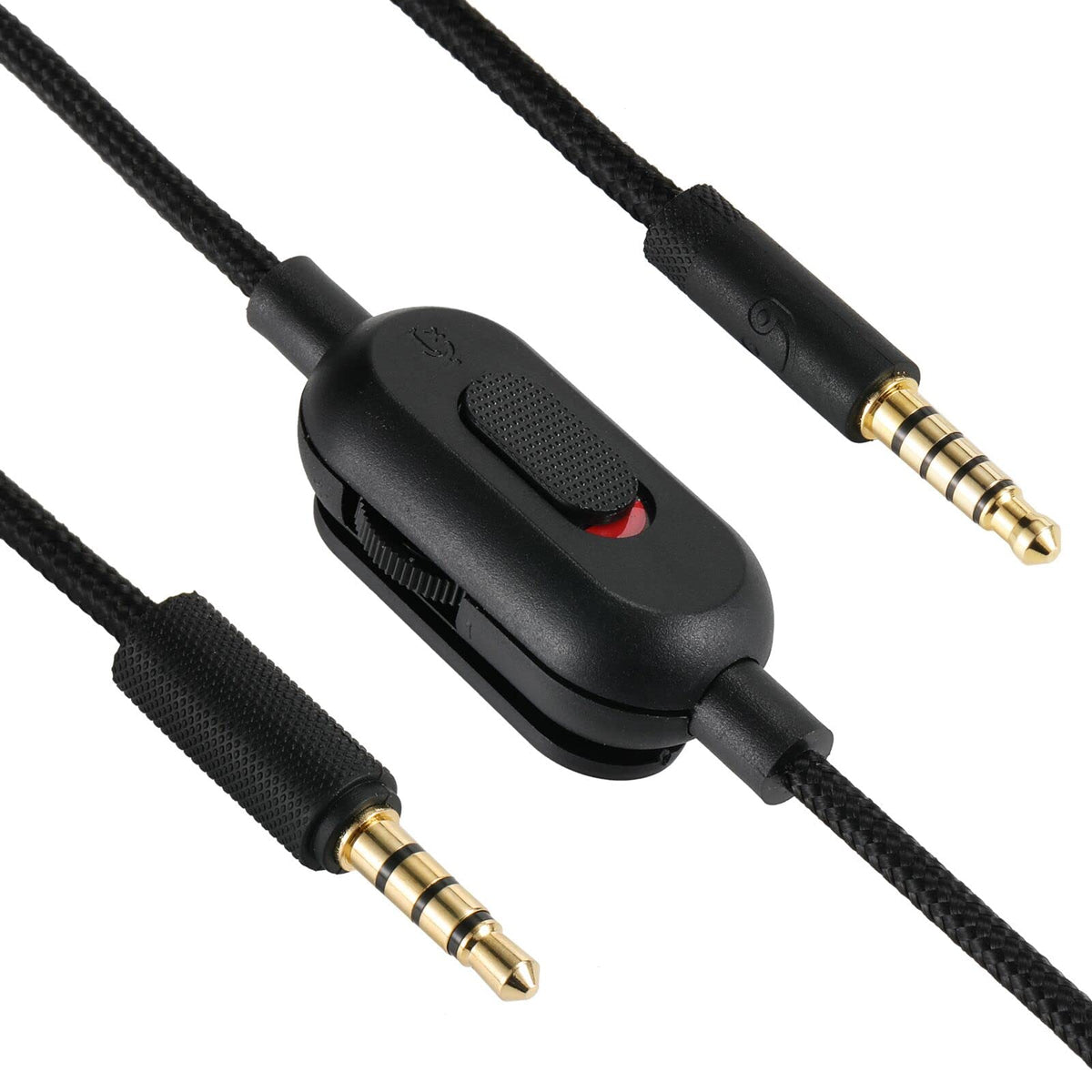 Replacement Audio Cable for Logitech G Pro X G433 G233 Headset 3.5mm 5 Pole to 4 Pole Braided Aux Cord with Inline Mute Volume Control for PC PS5 Xbox