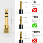 6.35mm to 3.5mm Headphone Adapter – Gold-Plated 1/4 to 1/8 Stereo Audio Jack Converter for Piano, Guitar & Amp