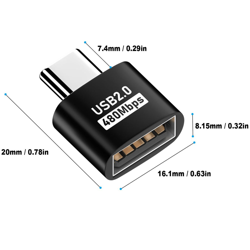 USB C to USB Adapter Type C Male to USB A Female OTG Converter 480Mbps Data Charging for MacBook iPhone 16 15 iPad Samsung Galaxy Flash Drive Keyboard