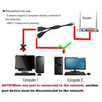 RJ45 Ethernet Splitter 1 to 2 Cable 1 Male to 2 Female LAN Network Extender Adapter Cord for Cat7 Cat6 Cat5 Cat5e PC Router Modem TV
