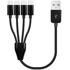 USB A Male to 4 USB C Male Charging Cable 4 in 1 Multi Device Splitter Cord 50cm 100cm 200cm Black White for USB C Phones