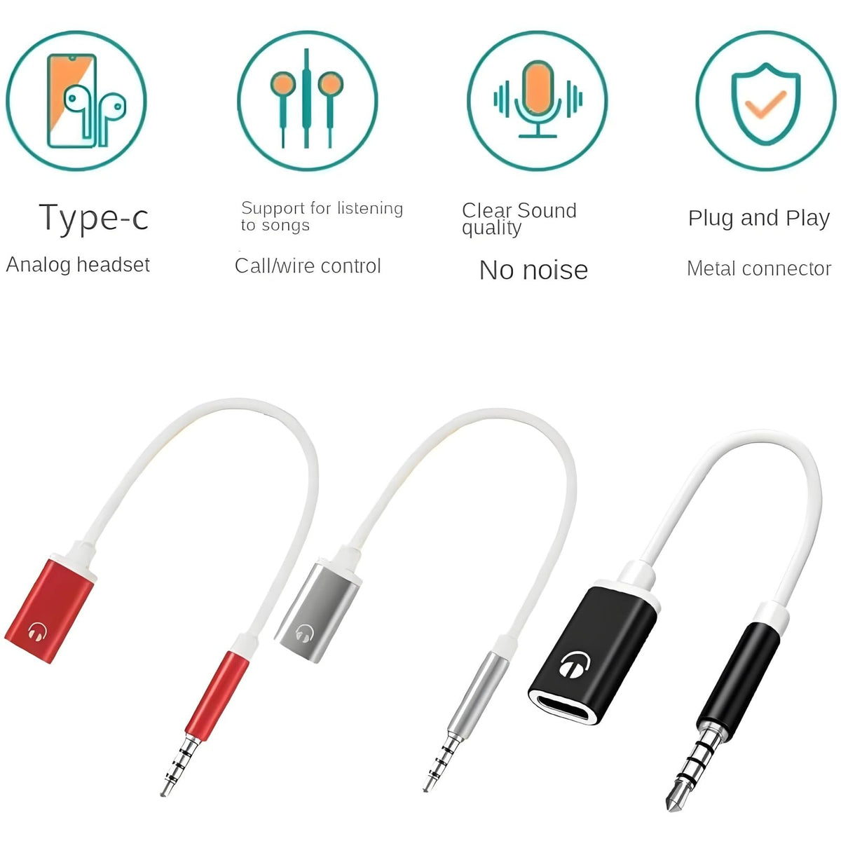 3.5mm Male to USB C Female Audio Adapter Cable TRRS Aux Jack to Type C Headphone Converter Passive Analog for Laptop PC Phone Tablet MP3 Player
