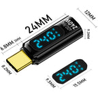 USB C Adapter LED Display 240W PD Fast Charging USB4 40Gbps 8K Video Transparent USB C Male to Female for iPhone 16 15 MacBook Samsung Laptop