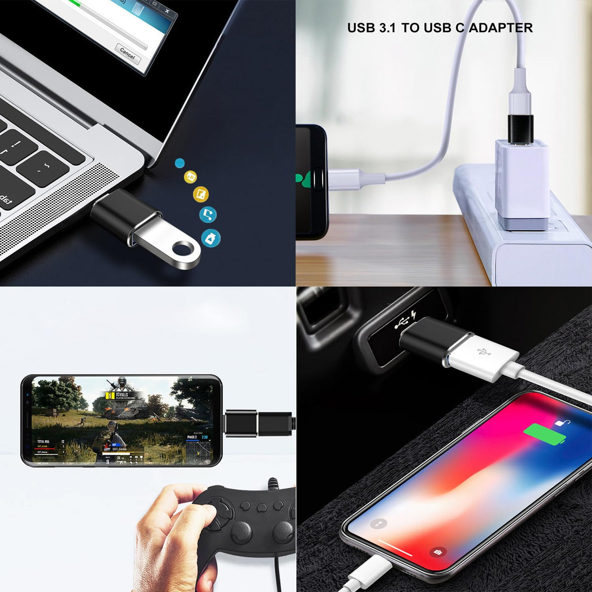 USB C to USB 3.1 Adapter Type C Male to USB Female OTG Converter Compatible with Laptops Tablets Smartphones