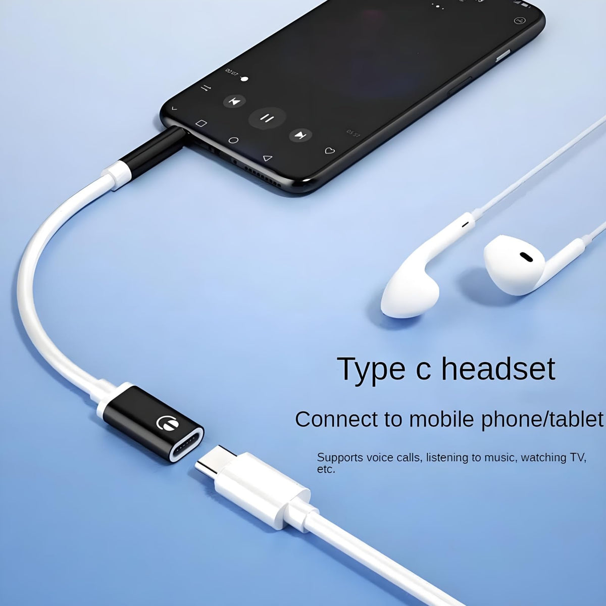 3.5mm Male to USB C Female Audio Adapter Cable TRRS Aux Jack to Type C Headphone Converter Passive Analog for Laptop PC Phone Tablet MP3 Player