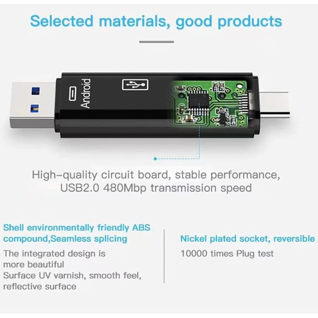 5 in 1 USB C Micro USB to USB OTG Adapter with TF SD Card Reader Multi Port Hub Dongle for Android Phone Mac PC Flash Drive Mouse Keyboard