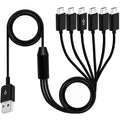 1 to 6 Micro USB Charging Splitter USB A to 6X Micro USB Multi Charger Cord 1 Port 5A Data Sync 5 Port 3A Charge Only for Earbuds Speaker Power Bank