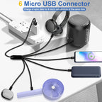 1 to 6 Micro USB Charging Splitter USB A to 6X Micro USB Multi Charger Cord 1 Port 5A Data Sync 5 Port 3A Charge Only for Earbuds Speaker Power Bank