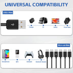 1 to 6 Micro USB Charging Splitter USB A to 6X Micro USB Multi Charger Cord 1 Port 5A Data Sync 5 Port 3A Charge Only for Earbuds Speaker Power Bank