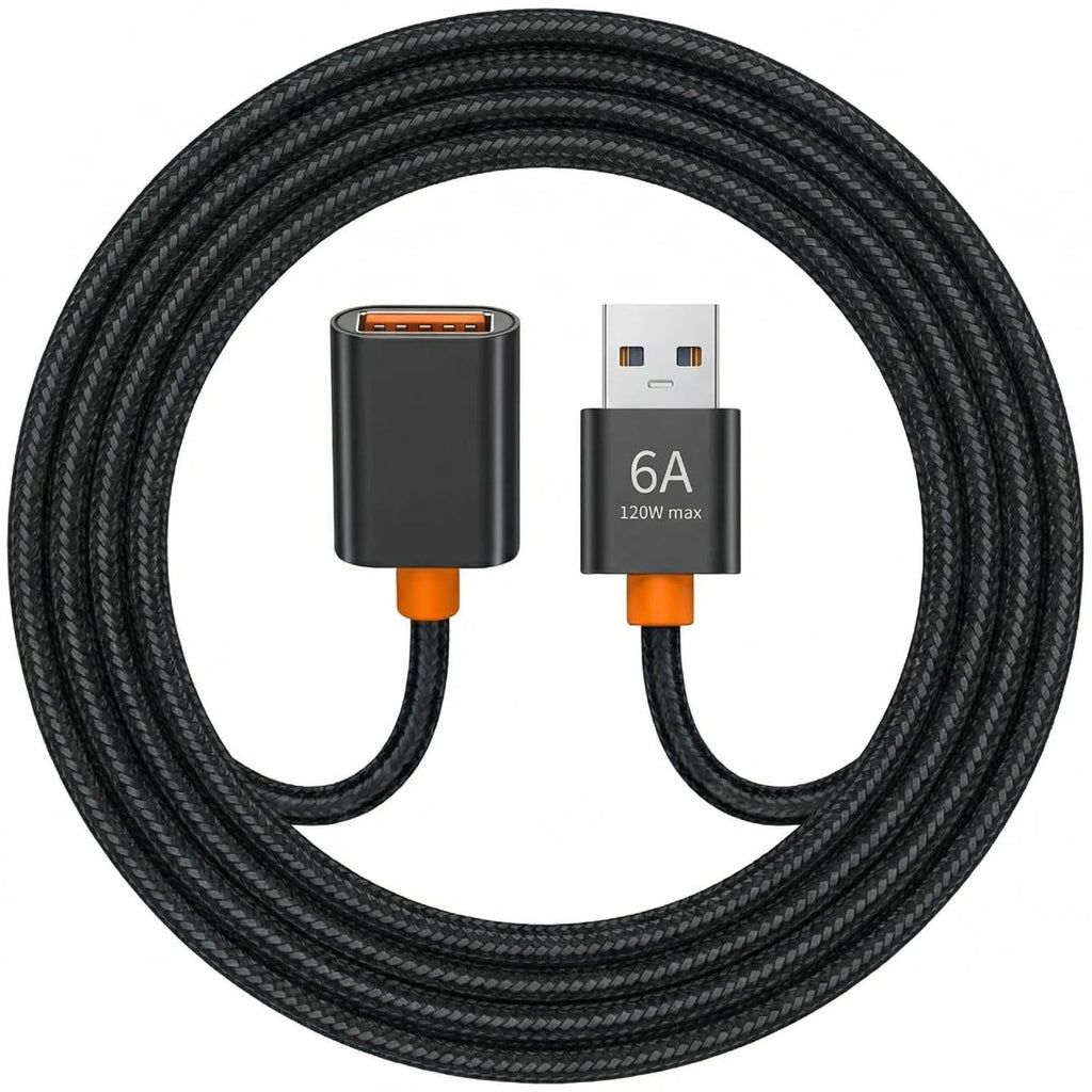 USB Extension Cable USB 2.0 A Male to Female Extender Cord 6A 120W Fast Charging 480Mbps Nylon Braided Wire for PC Laptop TV Keyboard Mouse Webcam Flash Drive