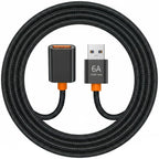 USB Extension Cable USB 2.0 A Male to Female Extender Cord 6A 120W Fast Charging 480Mbps Nylon Braided Wire for PC Laptop TV Keyboard Mouse Webcam Flash Drive