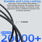 USB Extension Cable USB 2.0 A Male to Female Extender Cord 6A 120W Fast Charging 480Mbps Nylon Braided Wire for PC Laptop TV Keyboard Mouse Webcam Flash Drive