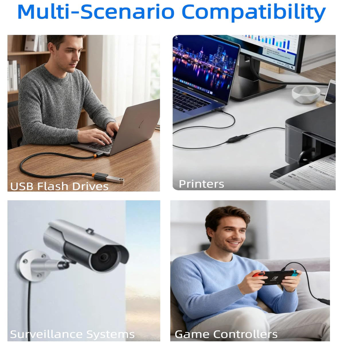 USB Extension Cable USB 2.0 A Male to Female Extender Cord 6A 120W Fast Charging 480Mbps Nylon Braided Wire for PC Laptop TV Keyboard Mouse Webcam Flash Drive