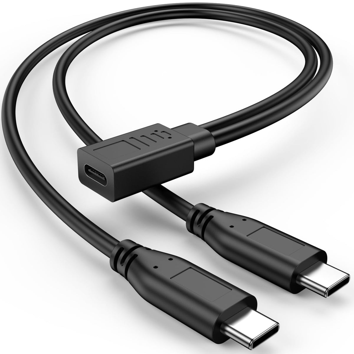 USB-C Splitter Cable 1 Female to 2 Male Y Splitter 30cm Charge Two USB-C Devices Simultaneously for Phone Tablet Earbuds Smart Watch