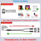 USB-C Splitter Cable 1 Female to 2 Male Y Splitter 30cm Charge Two USB-C Devices Simultaneously for Phone Tablet Earbuds Smart Watch