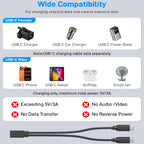 USB-C Splitter Cable 1 Female to 2 Male Y Splitter 30cm Charge Two USB-C Devices Simultaneously for Phone Tablet Earbuds Smart Watch