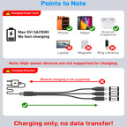 USB-C Splitter Cable 1 Female to 3 Male Y Splitter 30cm Charge Three USB-C Devices Simultaneously for Phone Tablet Earbuds Smart Watch