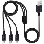 1 to 3 Micro USB Charging Splitter USB A to 3X Micro USB Multi Charger Cord 1 Port Data Sync 2 Port Charge Only for Earbuds Speaker Power Bank Android Phone