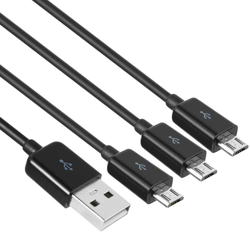 1 to 3 Micro USB Charging Splitter USB A to 3X Micro USB Multi Charger Cord 1 Port Data Sync 2 Port Charge Only for Earbuds Speaker Power Bank Android Phone