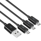 1 to 3 Micro USB Charging Splitter USB A to 3X Micro USB Multi Charger Cord 1 Port Data Sync 2 Port Charge Only for Earbuds Speaker Power Bank Android Phone