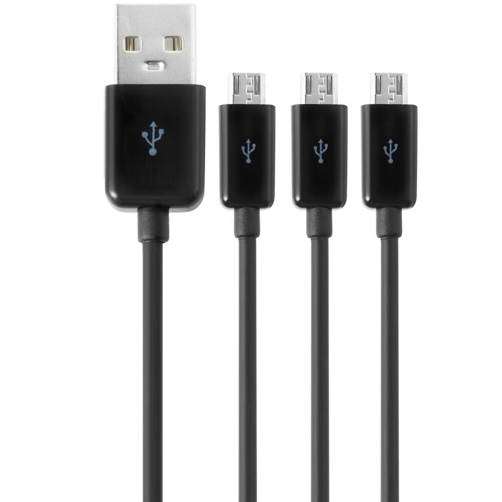 1 to 3 Micro USB Charging Splitter USB A to 3X Micro USB Multi Charger Cord 1 Port Data Sync 2 Port Charge Only for Earbuds Speaker Power Bank Android Phone
