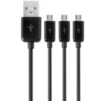 1 to 3 Micro USB Charging Splitter USB A to 3X Micro USB Multi Charger Cord 1 Port Data Sync 2 Port Charge Only for Earbuds Speaker Power Bank Android Phone