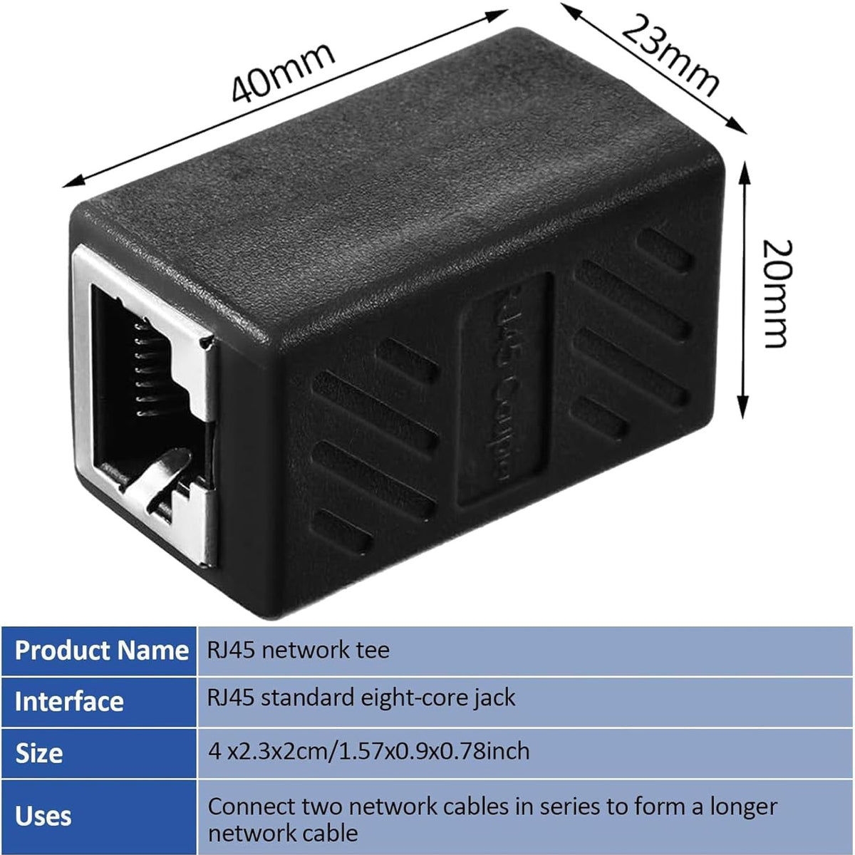 RJ45 Coupler Female to Female Ethernet Cable Extender Cat7 Cat6 Cat5e Cat5 Inline Adapter Gigabit 10Gbps Shielded Network Connector for Router Modem Switch PC