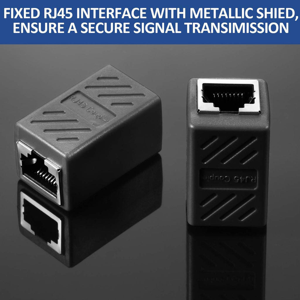 RJ45 Coupler Female to Female Ethernet Cable Extender Cat7 Cat6 Cat5e Cat5 Inline Adapter Gigabit 10Gbps Shielded Network Connector for Router Modem Switch PC