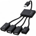 Micro USB OTG Hub Adapter Cable 3 Port USB 2.0 Splitter with Power Charging Port and Switch for Fire TV Stick 4K Chromecast Android TV Box Tablet Flash Drive