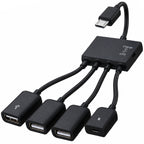 Micro USB OTG Hub Adapter Cable 3 Port USB 2.0 Splitter with Power Charging Port and Switch for Fire TV Stick 4K Chromecast Android TV Box Tablet Flash Drive