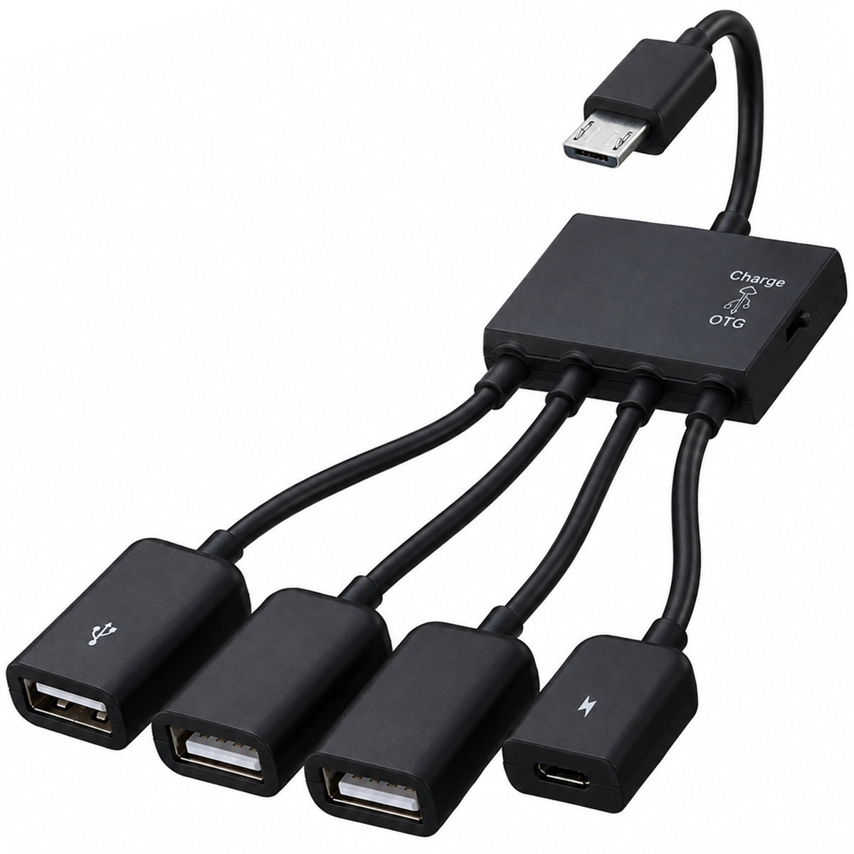Micro USB OTG Hub Adapter Cable 3 Port USB 2.0 Splitter with Power Charging Port and Switch for Fire TV Stick 4K Chromecast Android TV Box Tablet Flash Drive