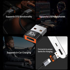 USB A to USB C Adapter 200W Fast Charging 480Mbps Data Transfer Aluminum USB C Female to Male Converter for iPhone 16 15 Samsung Galaxy Google Pixel