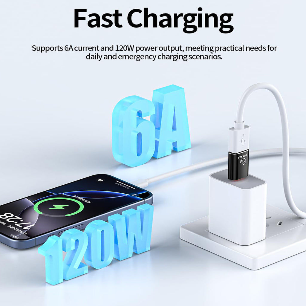 USB C to USB 3.2 Adapter 10Gbps Type C Male to USB A Female OTG Converter 120W 6A Fast Charging Aluminum Dongle for iPhone 16 15 iPad MacBook PC Flash Drive