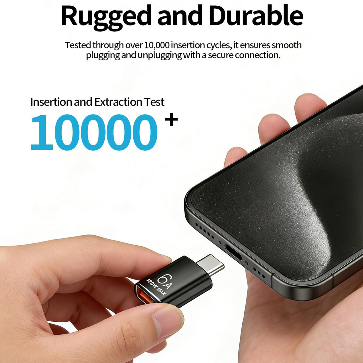 USB C to USB 3.2 Adapter 10Gbps Type C Male to USB A Female OTG Converter 120W 6A Fast Charging Aluminum Dongle for iPhone 16 15 iPad MacBook PC Flash Drive
