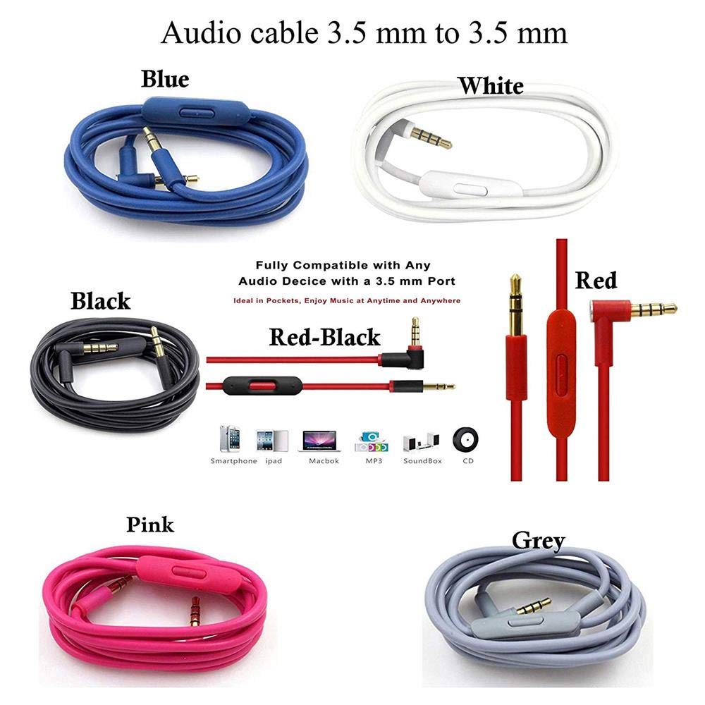 Replacement Audio Cable for Beats Studio Solo Pro Headphones – 1.4m TPU Cord, Inline Mic & Remote, 3.5mm