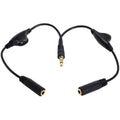 3.5mm Headphone Audio Y Splitter Cable 1 Male to 2 Female with Dual Volume Controls 3 Pole TRS Stereo Aux Jack Adapter for Earphones Speakers iPod PC
