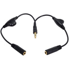 3.5mm Headphone Audio Y Splitter Cable 1 Male to 2 Female with Dual Volume Controls 3 Pole TRS Stereo Aux Jack Adapter for Earphones Speakers iPod PC