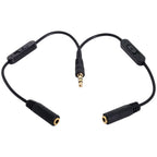 3.5mm Headphone Audio Y Splitter Cable 1 Male to 2 Female with Dual Slide Volume Controls 3 Pole TRS Stereo Aux Adapter for Earphones Speakers iPod PC