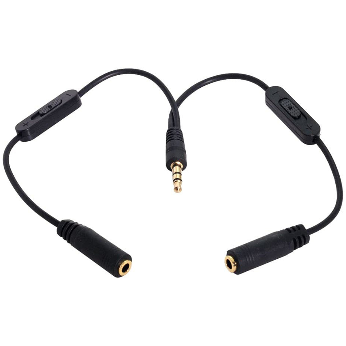 3.5mm Headphone Audio Y Splitter Cable 1 Male to 2 Female with Dual Slide Volume Controls 3 Pole TRS Stereo Aux Adapter for Earphones Speakers iPod PC