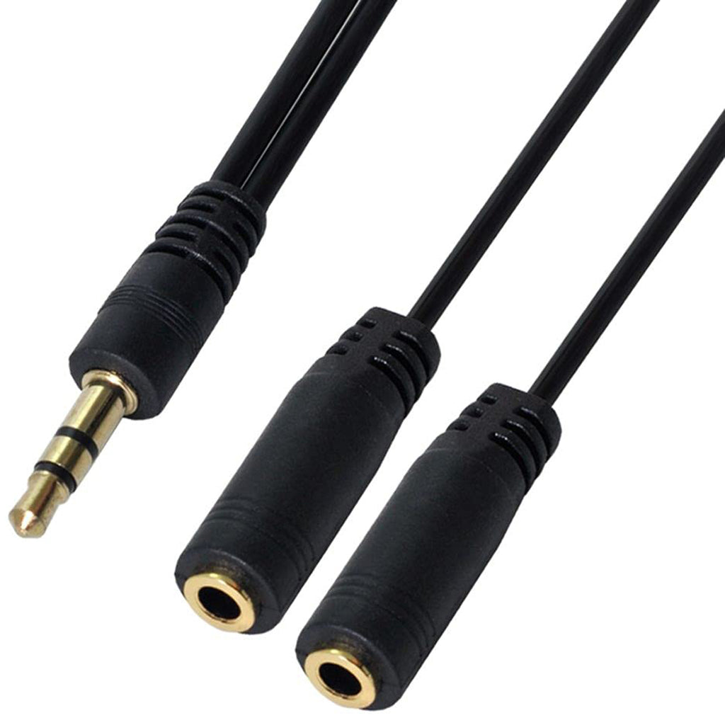 3.5mm Headphone Audio Y Splitter Cable 1 Male to 2 Female with Dual Slide Volume Controls 3 Pole TRS Stereo Aux Adapter for Earphones Speakers iPod PC