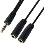 3.5mm Headphone Audio Y Splitter Cable 1 Male to 2 Female with Dual Slide Volume Controls 3 Pole TRS Stereo Aux Adapter for Earphones Speakers iPod PC