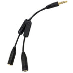 3.5mm Headphone Audio Y Splitter Cable 1 Male to 2 Female with Dual Slide Volume Controls 3 Pole TRS Stereo Aux Adapter for Earphones Speakers iPod PC