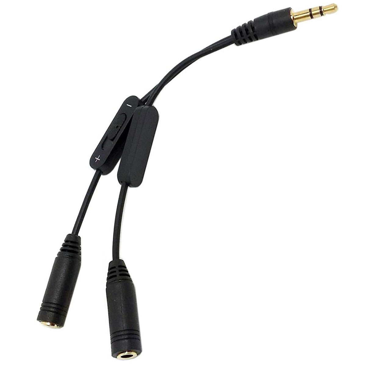 3.5mm Headphone Audio Y Splitter Cable 1 Male to 2 Female with Dual Slide Volume Controls 3 Pole TRS Stereo Aux Adapter for Earphones Speakers iPod PC