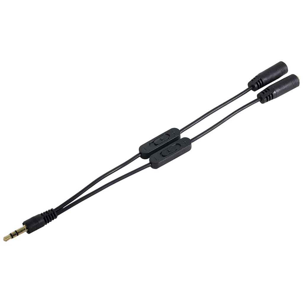 3.5mm Headphone Audio Y Splitter Cable 1 Male to 2 Female with Dual Slide Volume Controls 3 Pole TRS Stereo Aux Adapter for Earphones Speakers iPod PC