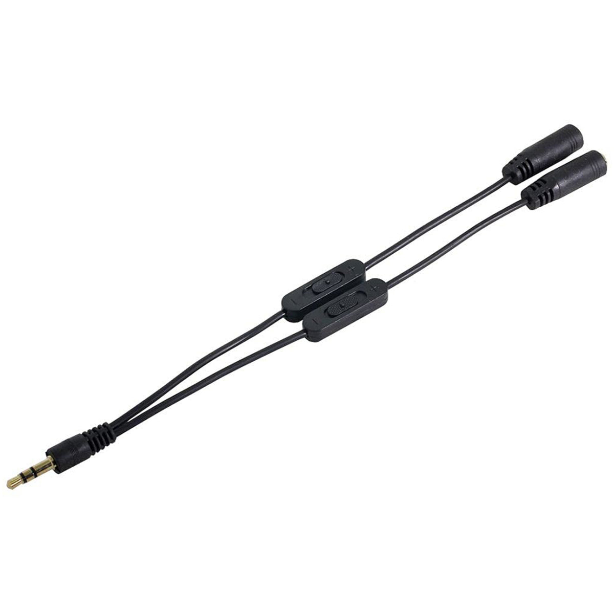 3.5mm Headphone Audio Y Splitter Cable 1 Male to 2 Female with Dual Slide Volume Controls 3 Pole TRS Stereo Aux Adapter for Earphones Speakers iPod PC