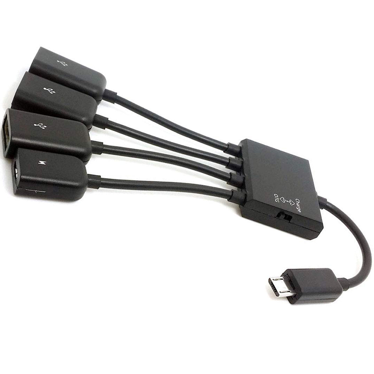 Micro USB OTG Hub Adapter Cable 3 Port USB 2.0 Splitter with Power Charging Port and Switch for Fire TV Stick 4K Chromecast Android TV Box Tablet Flash Drive
