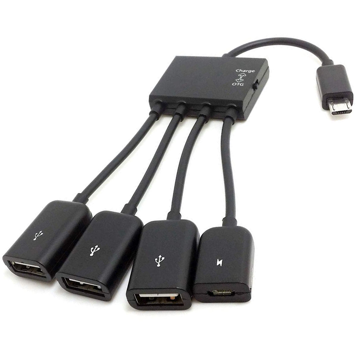 Micro USB OTG Hub Adapter Cable 3 Port USB 2.0 Splitter with Power Charging Port and Switch for Fire TV Stick 4K Chromecast Android TV Box Tablet Flash Drive